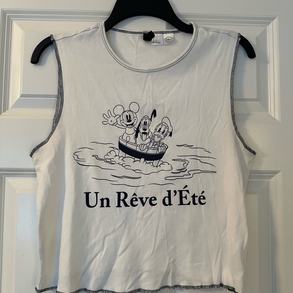 Divided Tops - Divided Disney White Tank Top with Black Print
